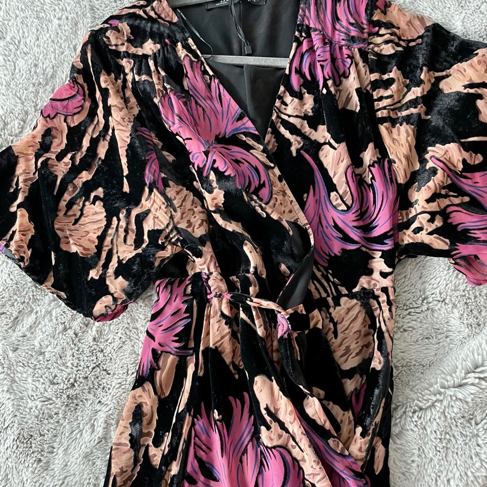Velvet Wrap Midi Dress